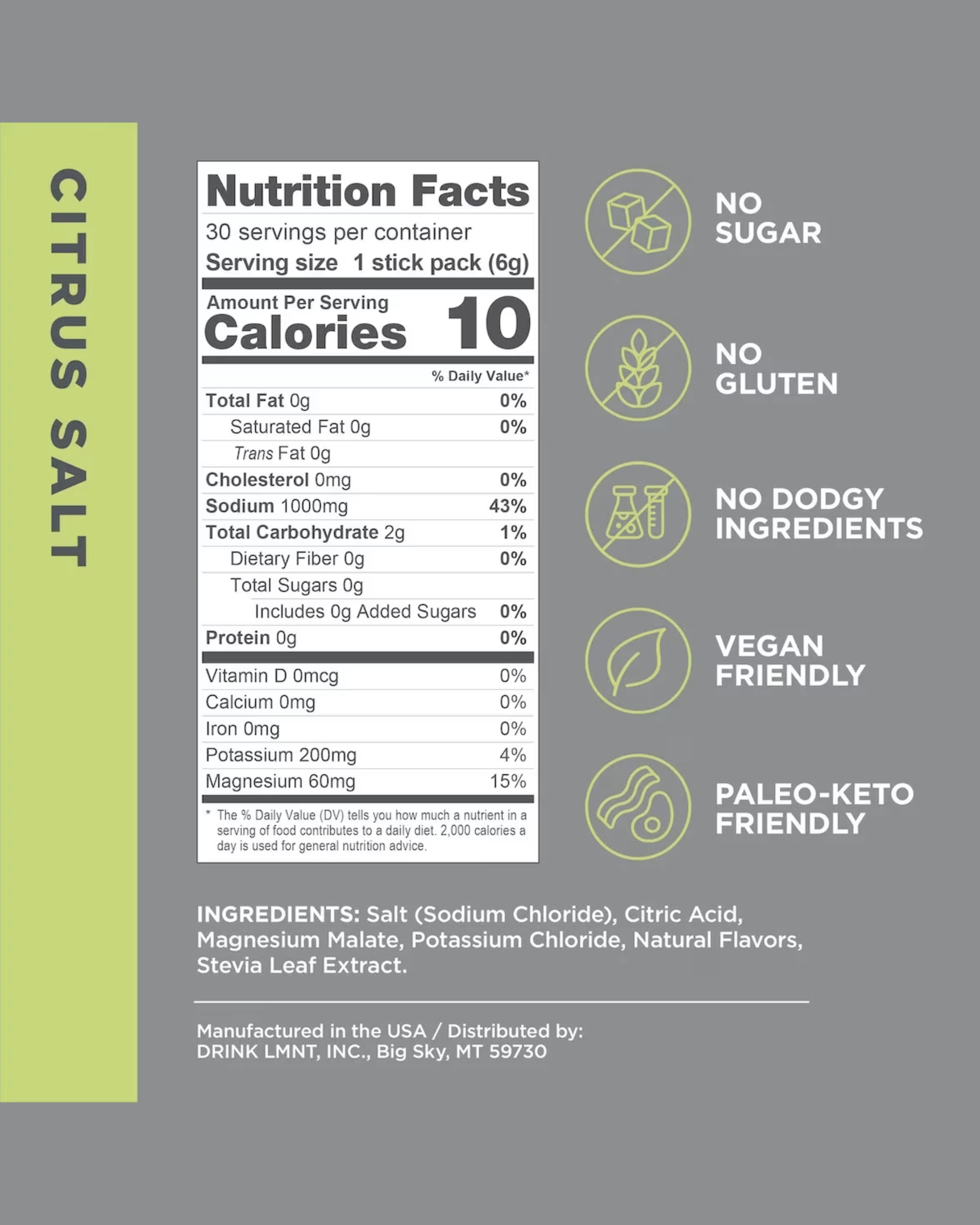 LMNT Keto Electrolyte Drink Mix Back