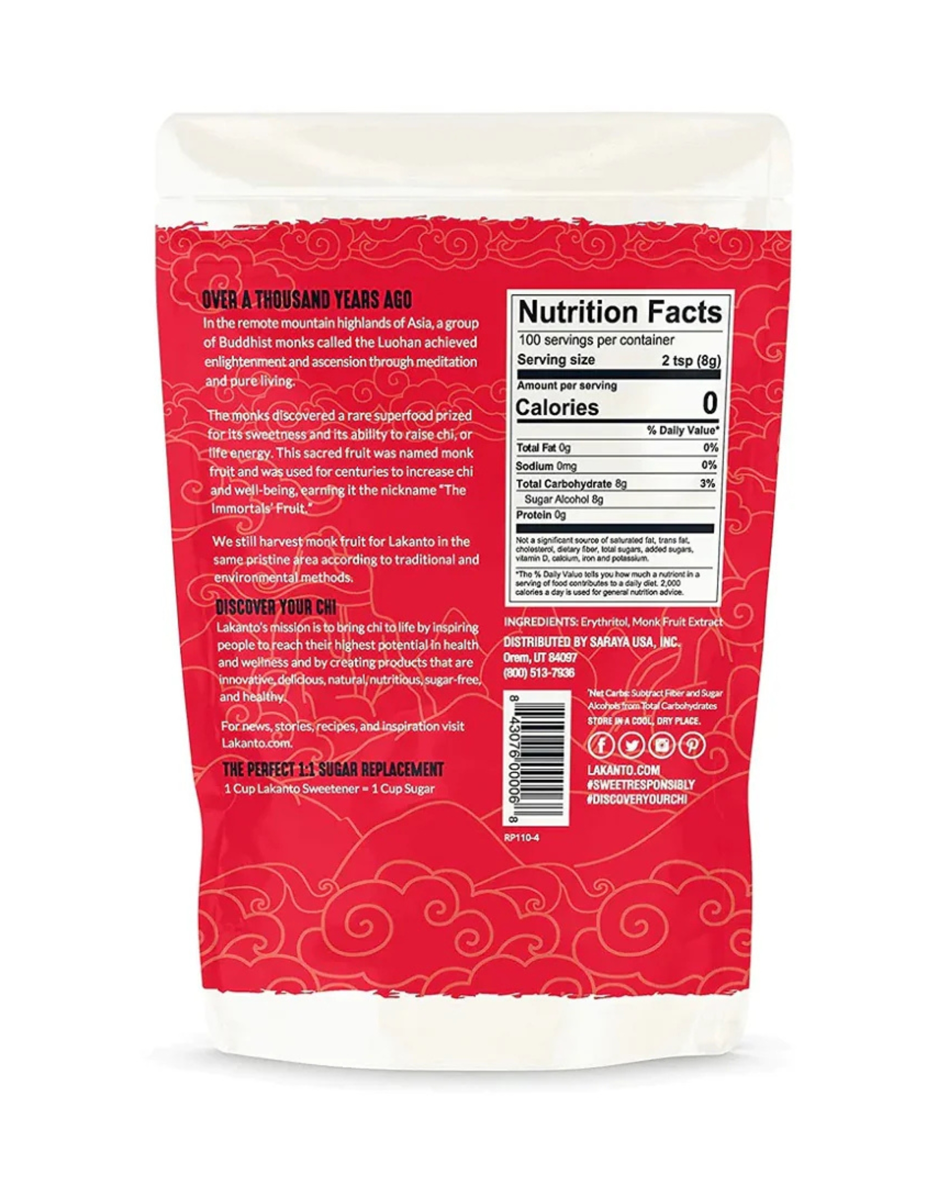 Lakanto – Monk Fruit Sweetener Back